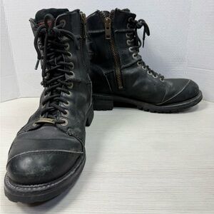 Men's Harley Davidson Black Lace-Up Leather Combat Boots size 10